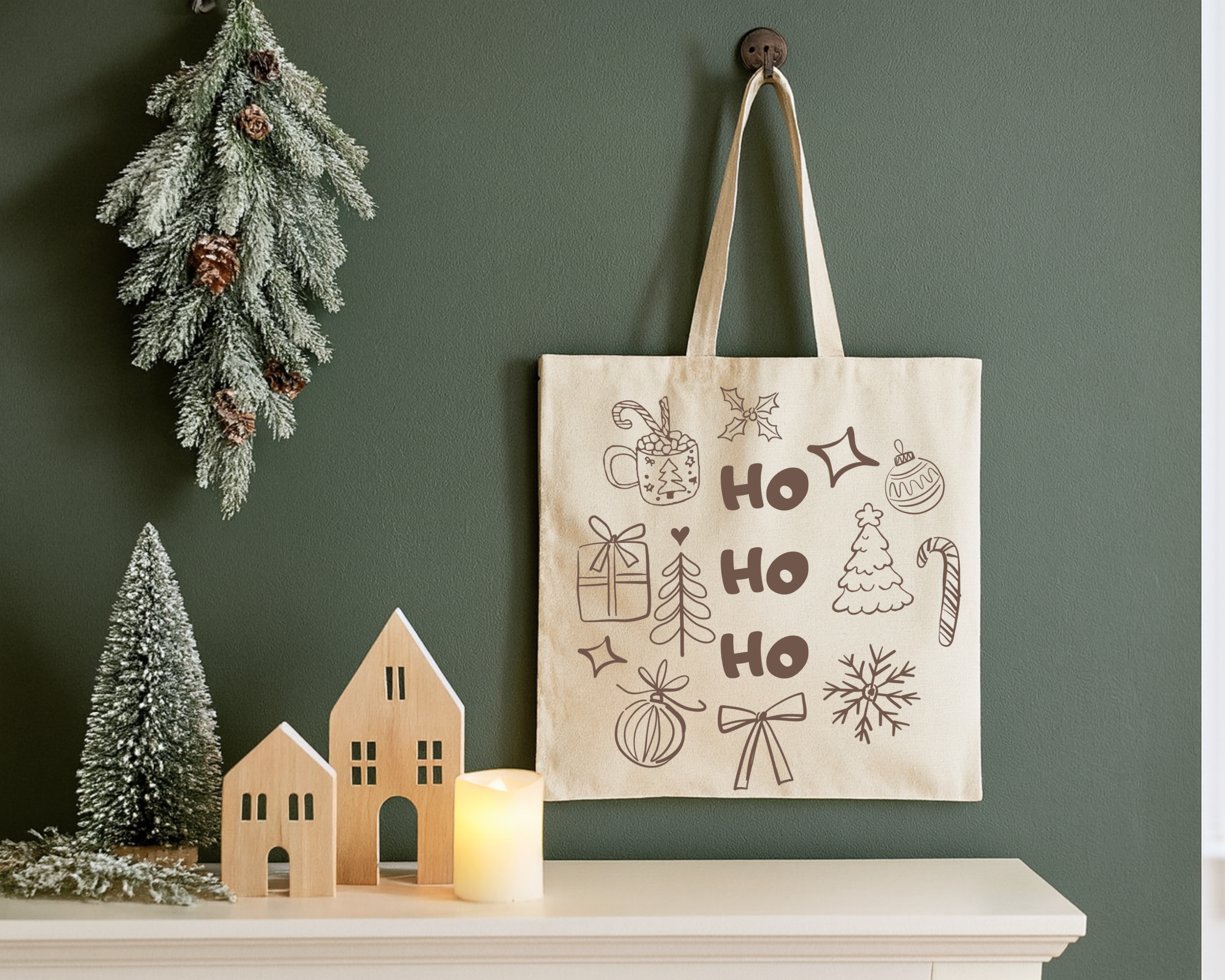Tasche mit Weihnachtsmotiv | Nachhaltige Stofftasche mit festlichem Design – Geschenkidee zu Weihnachten