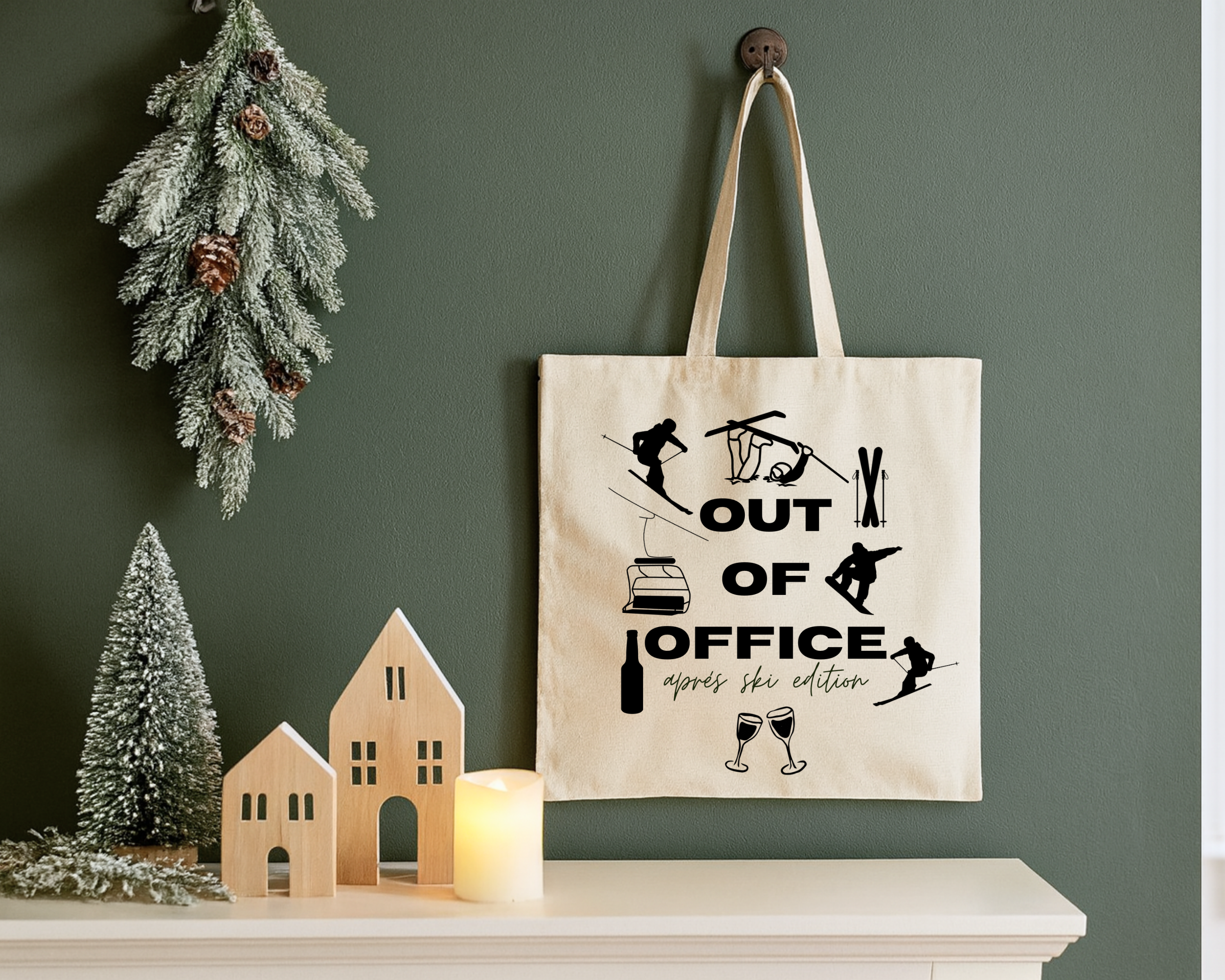 Baumwolltasche „Out of Office – Après Ski Edition“