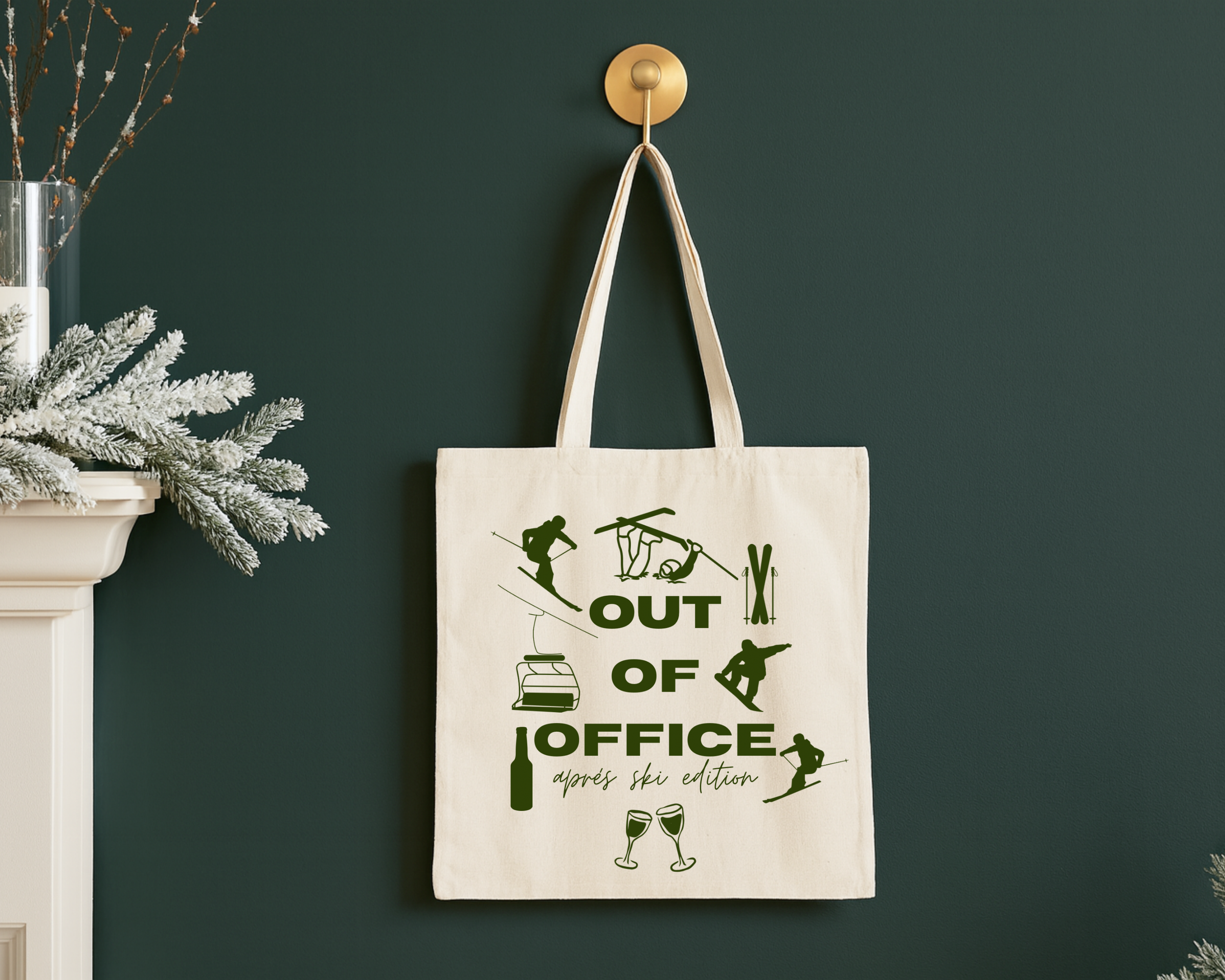 Baumwolltasche „Out of Office – Après Ski Edition“