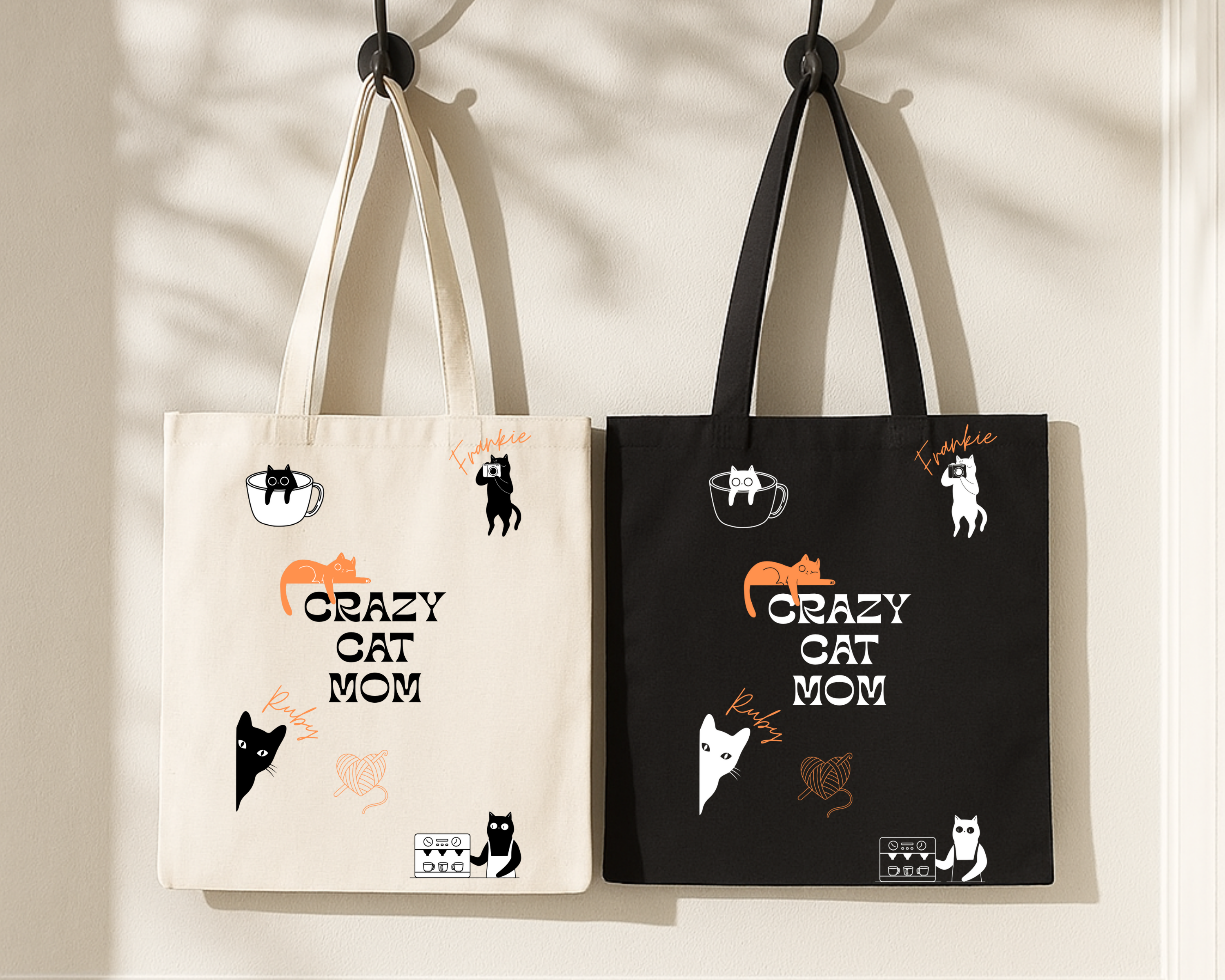 CRAZY CAT MOM Baumwolltasche