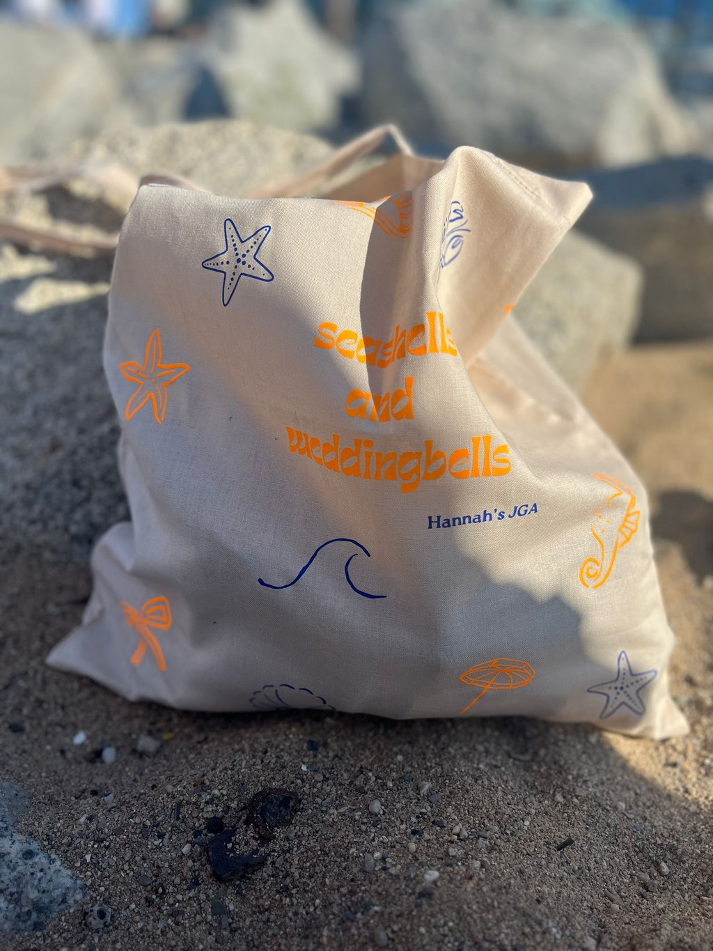 Baumwolltasche "seashells and weddingbells"