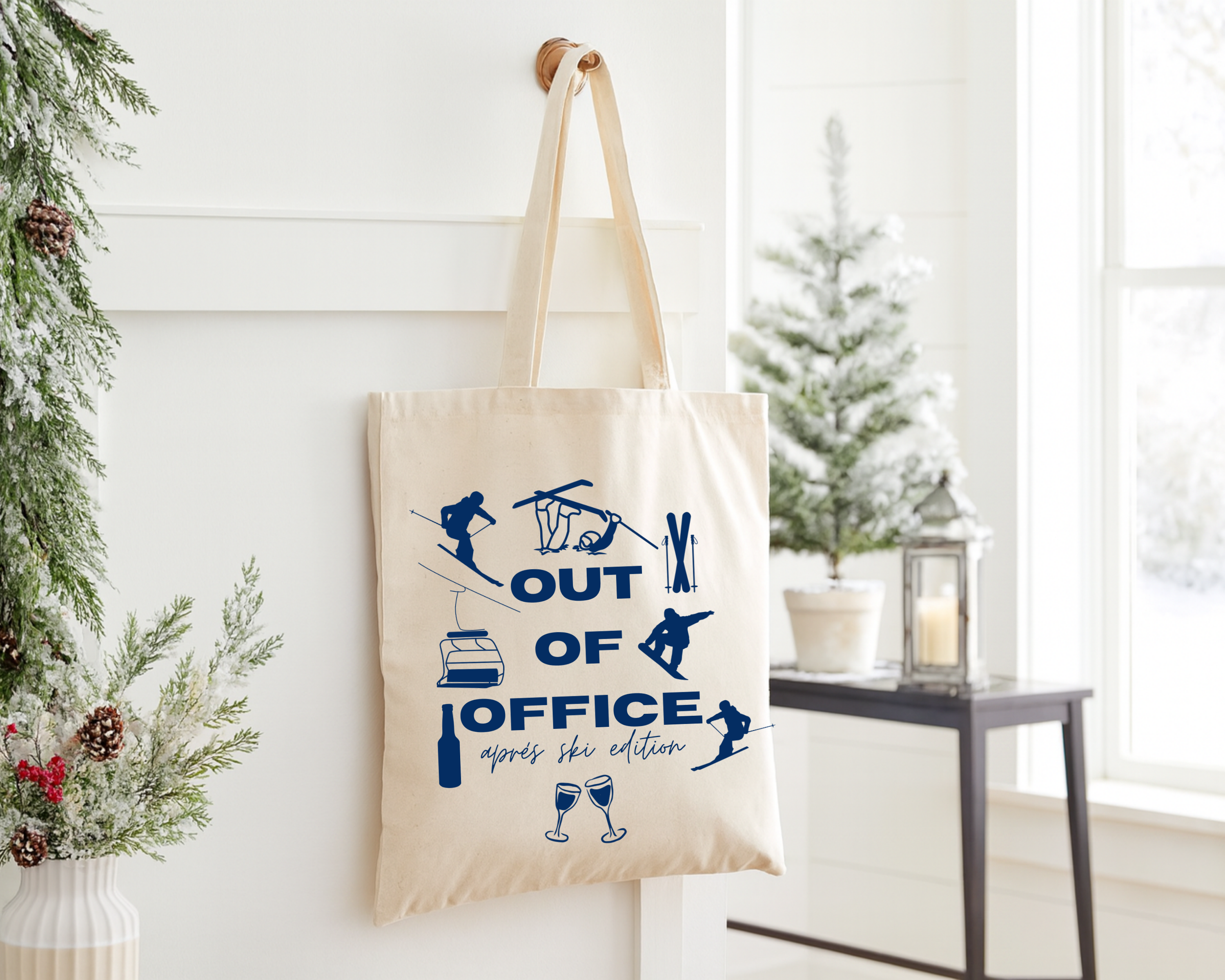 Baumwolltasche „Out of Office – Après Ski Edition“