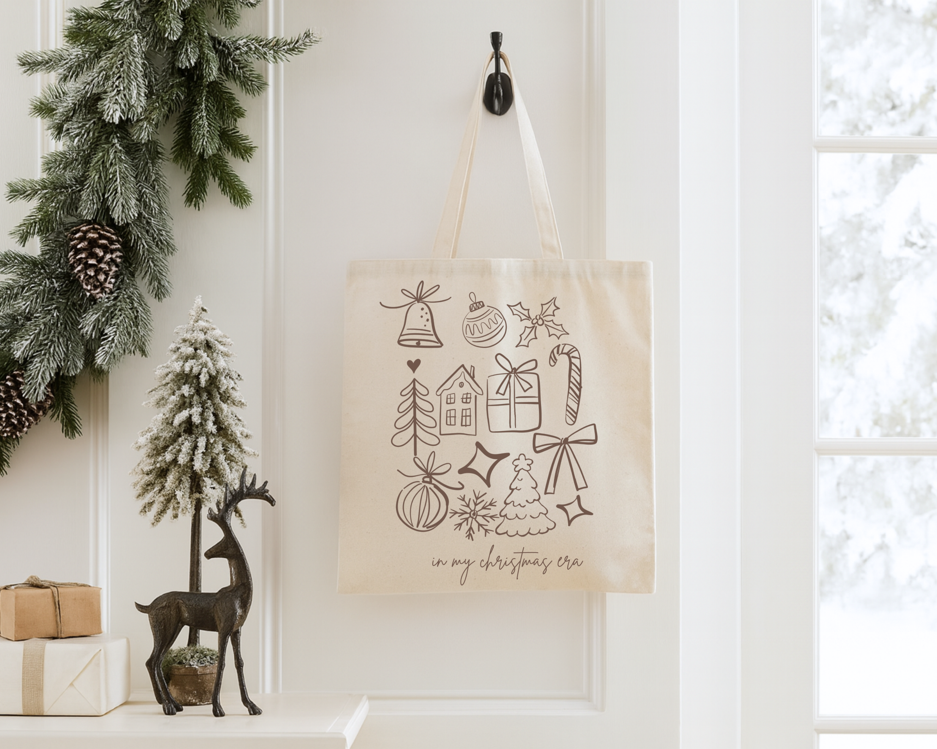 Tasche mit Weihnachtsmotiv | Nachhaltige Stofftasche mit festlichem Design – Geschenkidee zu Weihnachten