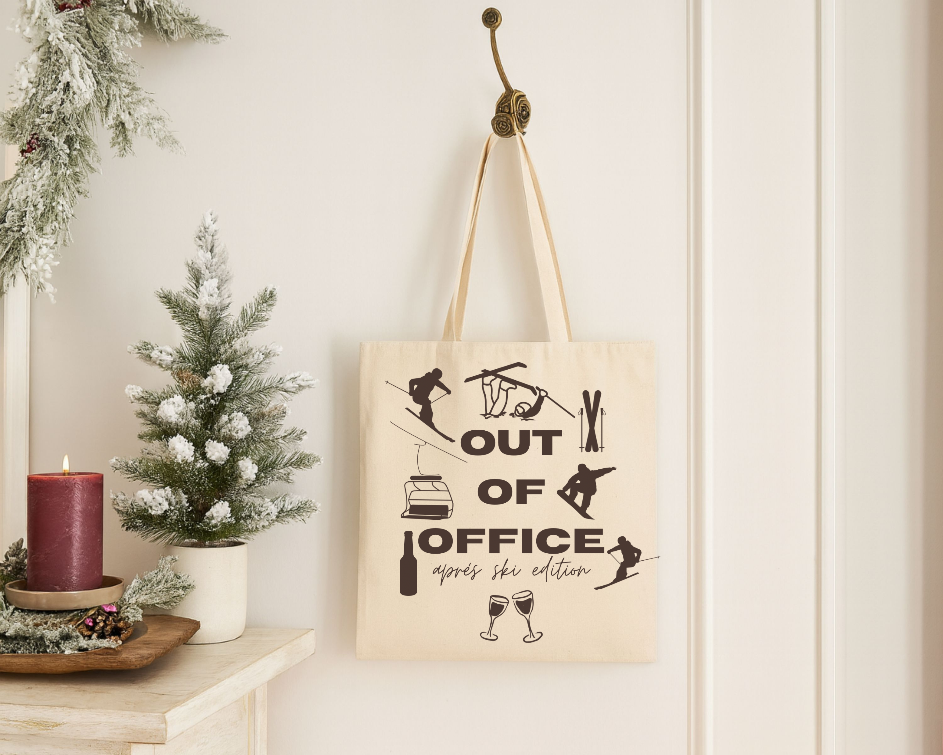 Baumwolltasche „Out of Office – Après Ski Edition“